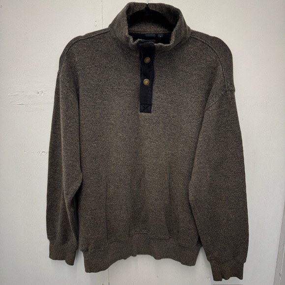 meika Other - MEIKA Mens Quarter Snap Sweater Size Large Brown/Gray Knit Pullover cozy fleece